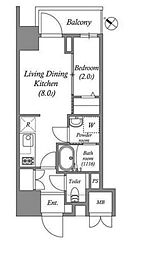 東京メトロ東西線 南行徳駅 徒歩3分の賃貸マンション 13階1LDKの間取り