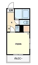 東京メトロ東西線 葛西駅 徒歩16分の賃貸マンション 2階1Kの間取り