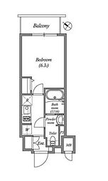 東京メトロ東西線 南行徳駅 徒歩3分の賃貸マンション 12階1Kの間取り