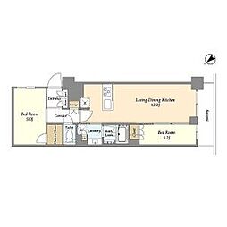 都営新宿線 瑞江駅 徒歩7分の賃貸マンション 3階2LDKの間取り