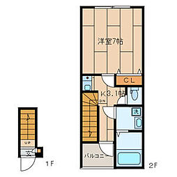 JR総武線 小岩駅 徒歩13分の賃貸アパート 2階1Kの間取り