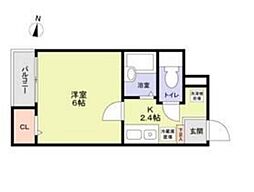 東京メトロ東西線 木場駅 徒歩10分の賃貸アパート 1階1Kの間取り