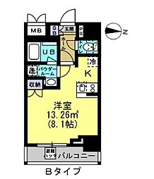 都営新宿線 菊川駅 徒歩2分の賃貸マンション 7階1Kの間取り