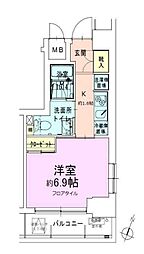 東京メトロ東西線 門前仲町駅 徒歩5分の賃貸マンション 6階1Kの間取り