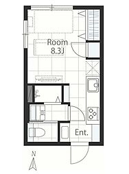 都営大江戸線 門前仲町駅 徒歩9分の賃貸マンション 2階ワンルームの間取り