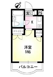東京メトロ東西線 浦安駅 徒歩20分の賃貸マンション 2階1Kの間取り