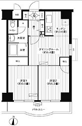 JR総武線 亀戸駅 徒歩17分の賃貸マンション 6階2DKの間取り