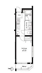都営新宿線 菊川駅 徒歩10分の賃貸マンション 1階1Kの間取り