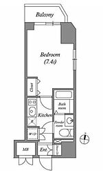 JR総武線 亀戸駅 徒歩7分の賃貸マンション 5階1Kの間取り