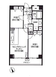 東京メトロ東西線 門前仲町駅 徒歩7分の賃貸マンション 5階2LDKの間取り