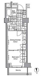 東京メトロ東西線 門前仲町駅 徒歩2分の賃貸マンション 13階1DKの間取り