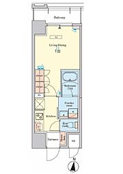 都営新宿線 菊川駅 徒歩2分の賃貸マンション 7階1Kの間取り