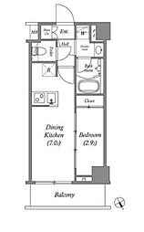 東京メトロ半蔵門線 水天宮前駅 徒歩8分の賃貸マンション 3階1DKの間取り