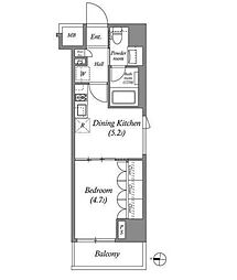 ブラウ住吉 1DKの間取図画像