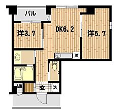 金成ビル 2DKの間取図画像