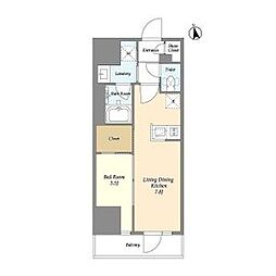 都営新宿線 船堀駅 徒歩8分の賃貸マンション 8階1DKの間取り