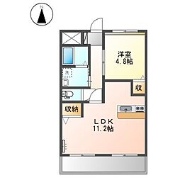 ジェルムKoMeTaKe 1LDKの間取図画像