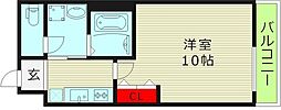 ヴィラナリー大今里 6階1Kの間取り