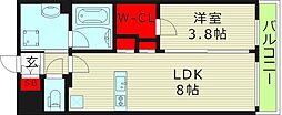 カーサレグラス森之宮 6階1LDKの間取り