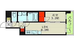 Alivis緑橋 2階1LDKの間取り