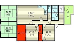 ラムールすみれ 1階4SLDKの間取り