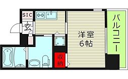 Allier大阪城北 9階1Kの間取り