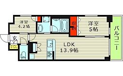 大阪市天王寺区生玉町マンション 2LDKの間取図画像