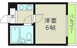 エクラ深江橋 4階ワンルームの間取り