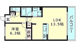 レジディア城北公園通(旧サムティ城北公園通) 5階1LDKの間取り