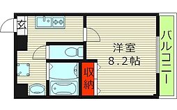 セレブ森小路駅前 7階1Kの間取り