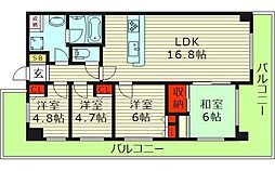 四季彩都いちょう館B棟 3階4LDKの間取り