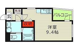 ハーモニーテラス清水8 3階ワンルームの間取り