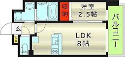 大阪市東成区玉津2丁目マンション 1LDKの間取図画像