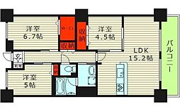 リバーカントリーガーデン京橋 35階3LDKの間取り