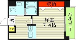 ヴァンクール城東 6階1Kの間取り