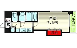 Luxe玉造II 11階1Kの間取り