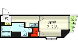 ディナスティ玉造 2階1Kの間取り