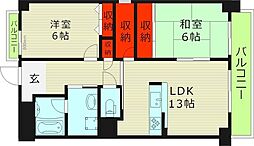 WILL21 3階2LDKの間取り