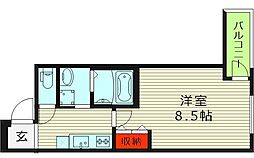 フジパレス今津中イースト 3階1Kの間取り