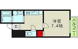 ヴィラナリー放出 9階1Kの間取り