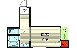 ビクトリーマンション雅 2階1Kの間取り