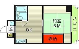 京橋マンション 5階1DKの間取り