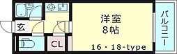 モリビル京橋 6階1Kの間取り