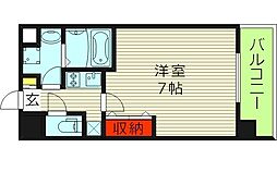 レークス大阪城イースト 5階1Kの間取り