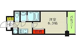 エスリード京橋グランツ 5階1Kの間取り