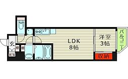 ワールドアイ京橋NORD 5階1LDKの間取り