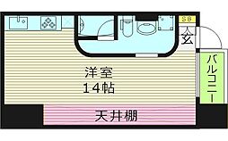 森之宮スカイガーデンハウス 5階ワンルームの間取り