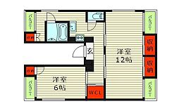 メゾングロワール 2階2Kの間取り