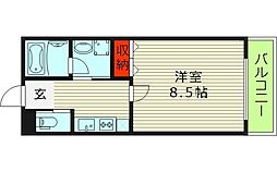 レクラン深江南 8階1Kの間取り