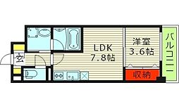 グランツ鶴見 2階1LDKの間取り